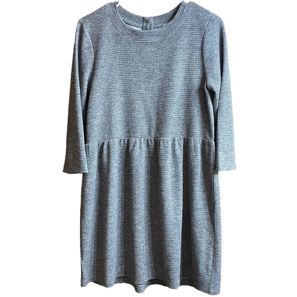 Loft Gray 3/4 Sleeve Button Back Swing Knee Length Dress Size Small - Picture 4 of 8